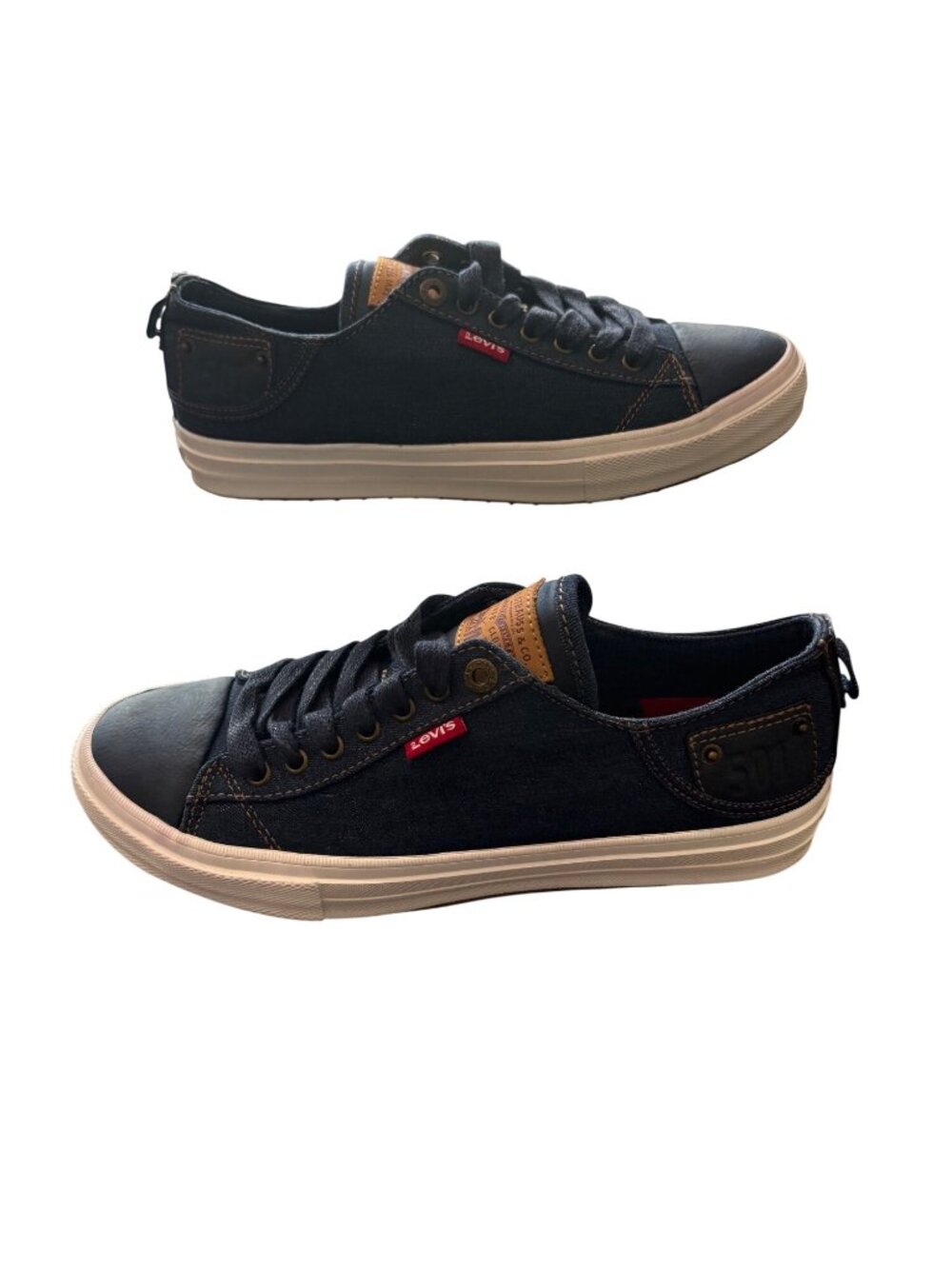 Levi's Mens Denim Sneakers Size 8 Navy Blue Lace Up Casual Y2K Streetwear Shoes